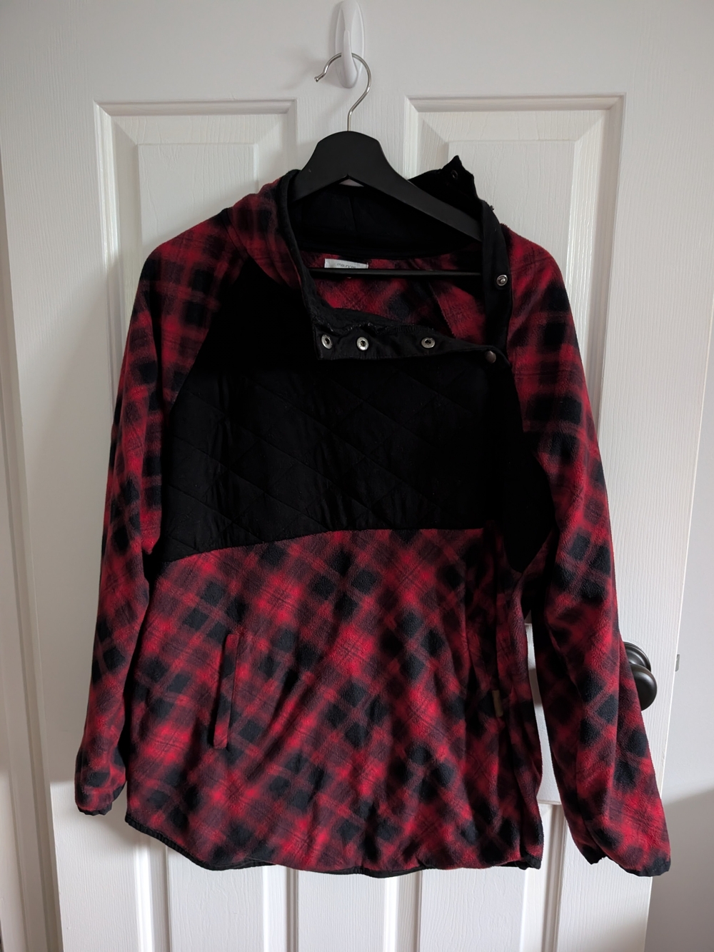 Maurices Women's Red and Black Plaid Pullover Jacket Size 0X